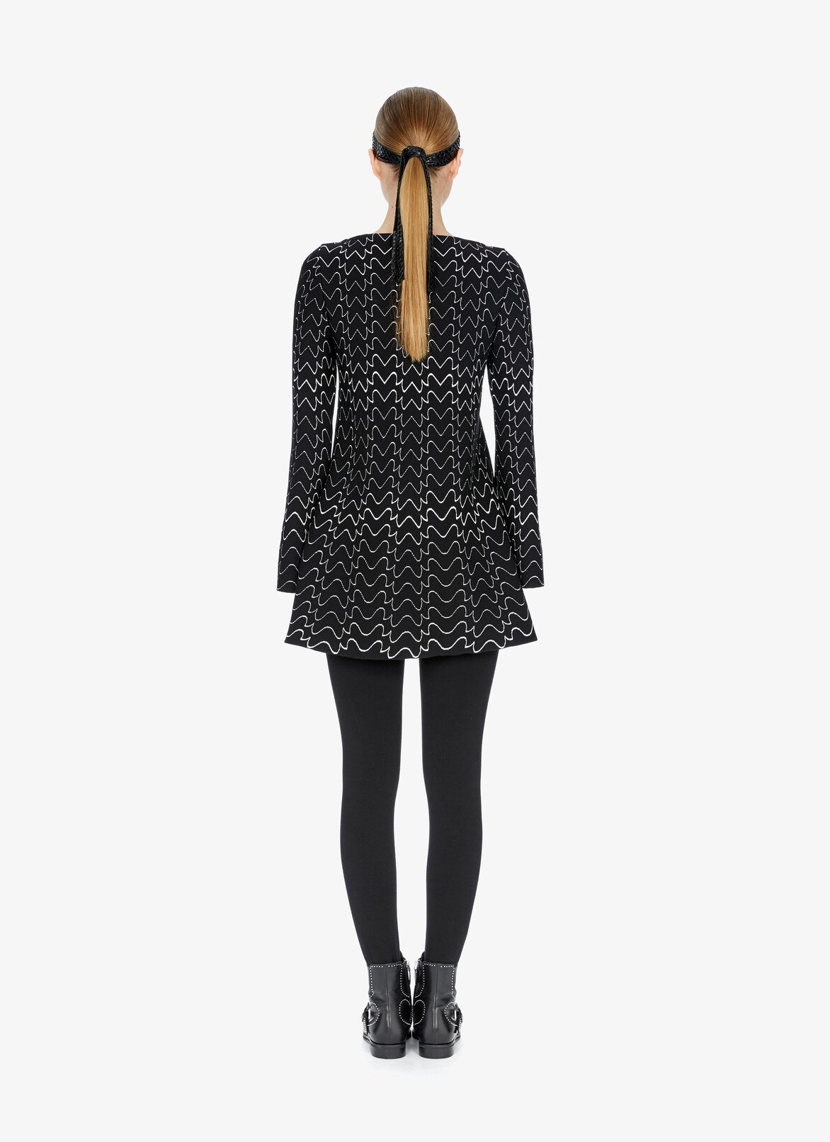 LONG SLEEVE TUNIC FILIGRANE BLACK/WHITE ALAÏA LONG SLEEVE TUNIC FILIGRANE BLACK/WHITE NERO/BIANCO